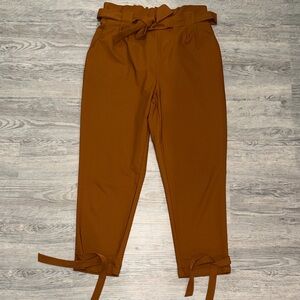 Womens High Waist Slim Fit Cropped Pencil Pant with Bow